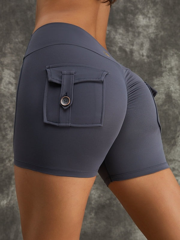 ZASUWA Female Scrunch Bum High Waist Pocket  Big Deep U Collar Short Tracksuit