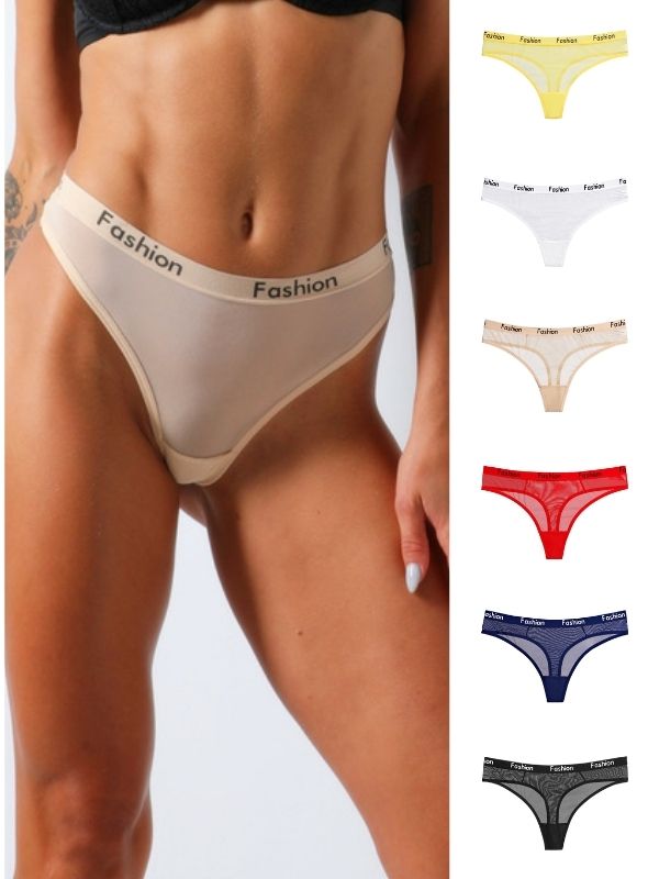 ZASUWA Female Letters Printed Mesh Short Thong