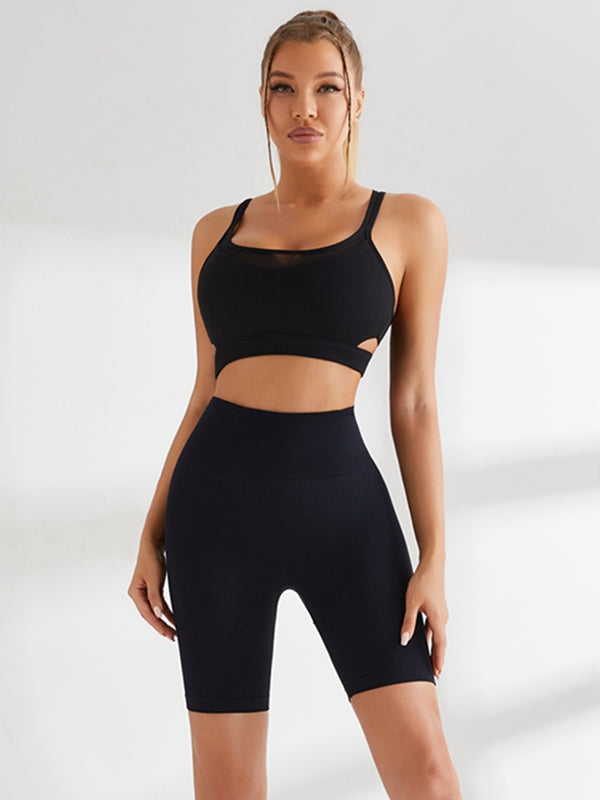 ZASUWA Female Mesh Hollow Beauty Back Tight High Waist Short Tracksuit