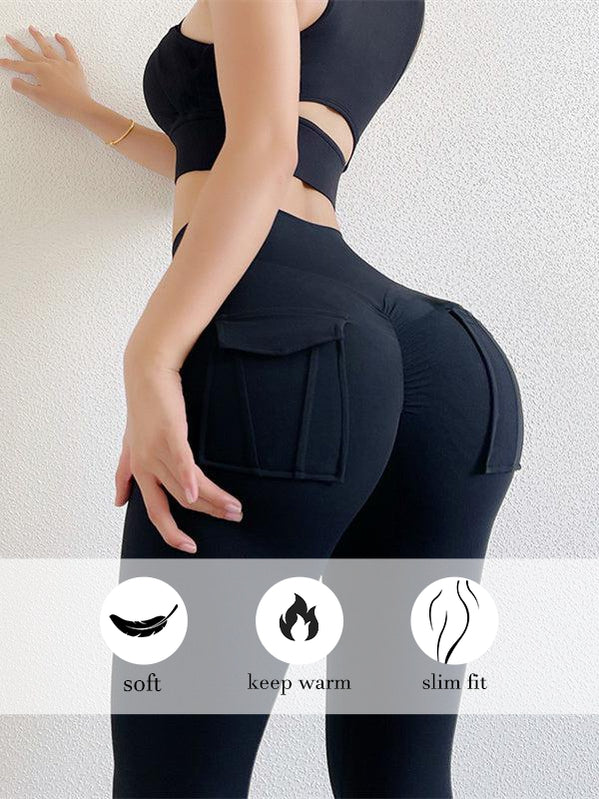 ZASUWA Female High Waist Hip Pockets Scrunch Bum Leggings