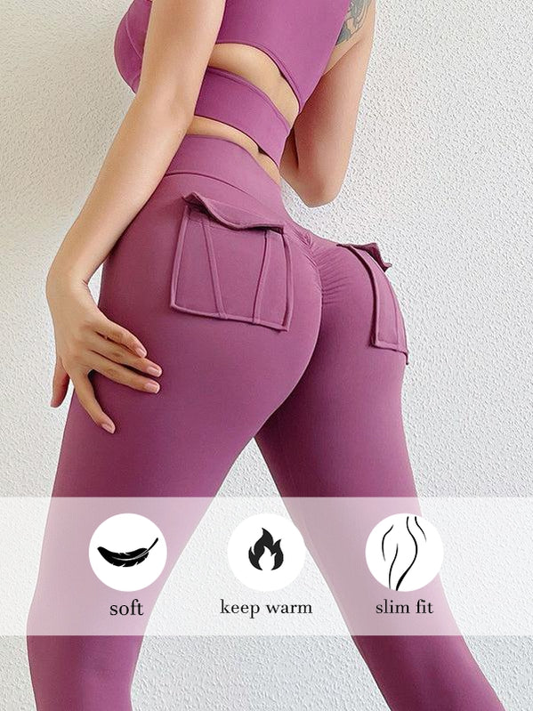 ZASUWA Female High Waist Hip Pockets Scrunch Bum Leggings