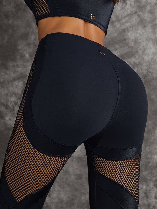 â¤ZASUWA Female PU Net Thumbholes High-rise Hip-lift Leggings