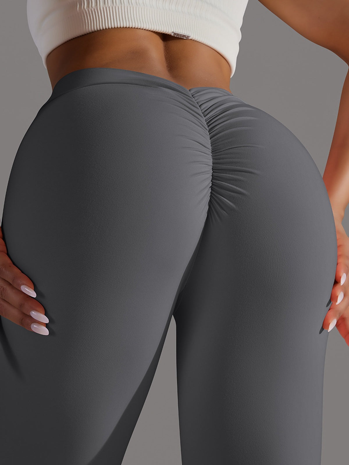 ZASUWA Female Deep V Back Scrunch Bum Leggings