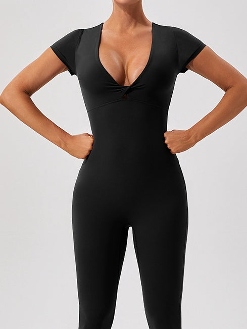 ZASUWA Female Deep V Collar Twist Jumpsuit