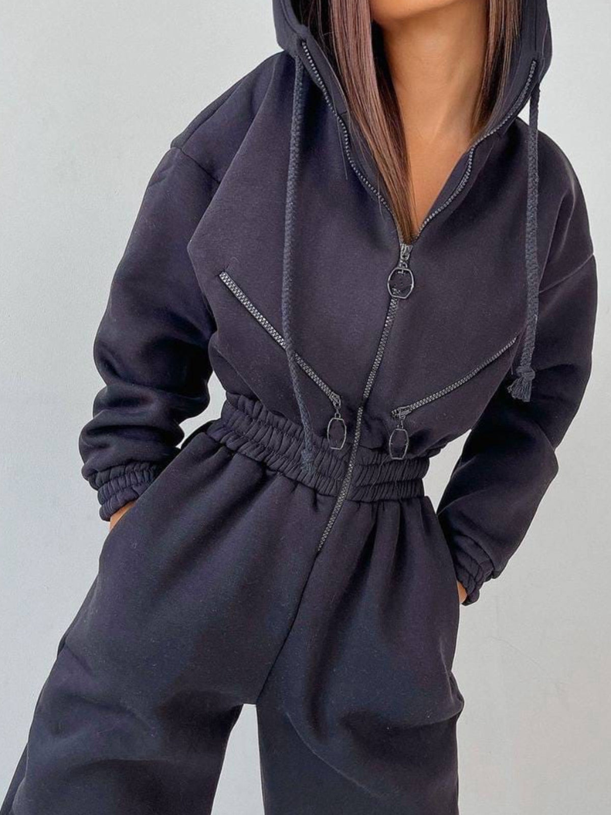 ZASUWA Female Pocket Zipper Fashion Casual Jumpsuit