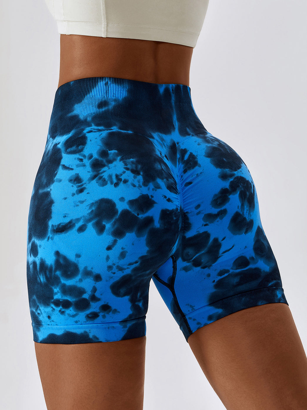 ZASUWA Female Hot tie-dye Quick Dry Scrunch Bum Spandex Gym Booty Shorts