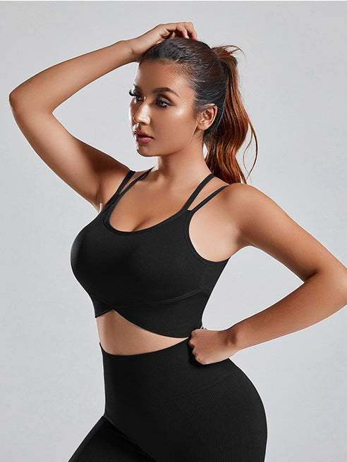 ZASUWA Female Wavy Edge Cross Back Sports Bras