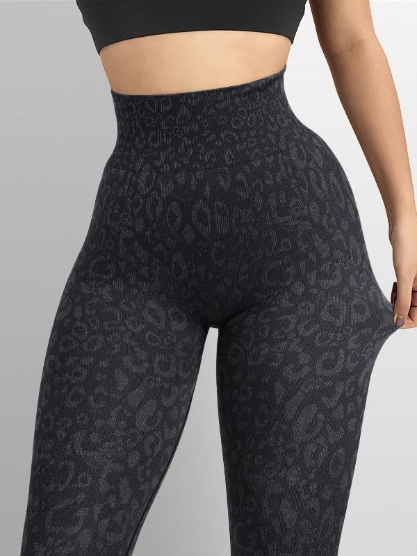 ZASUWA Female Leopard Scrunch Butt Lifting Booty High Waisted Seamless Leggings