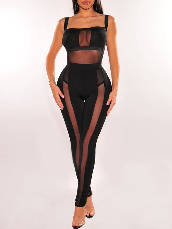 ZASUWA Female Backless Mesh Jumpsuit