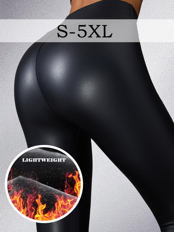 ZASUWA Female Glossy PU Hip-lift Leggings