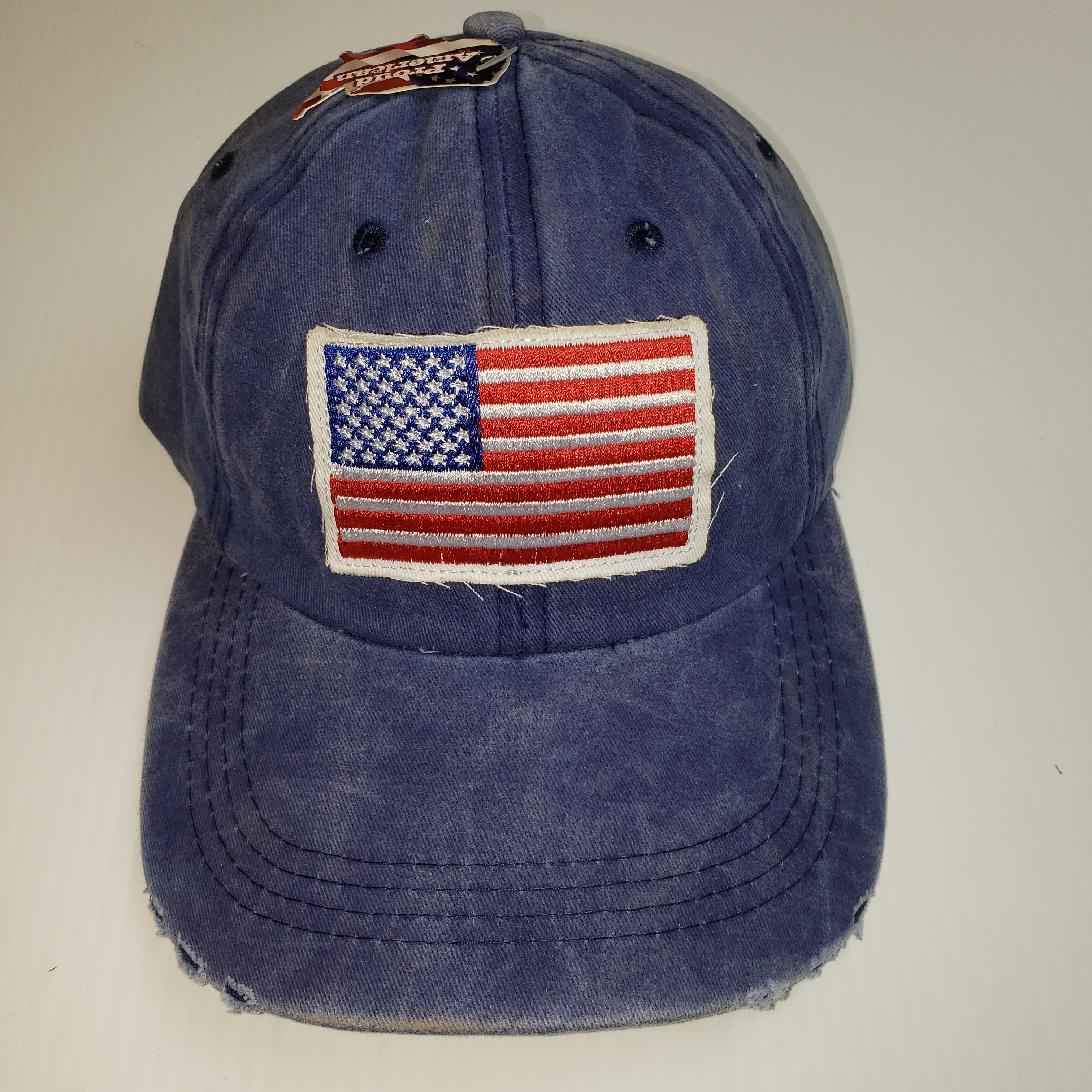Proud American Distressed Hat w/ American Flag Patch | eBay