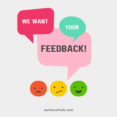 We want your feedback graphic for our boutique customer survey