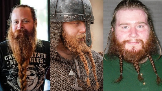 tre typer av viking flätat skägg