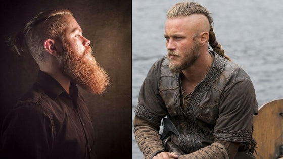  ragnar lothbrok modelo de barba corta y vikingo urbano con estilo de barba larga