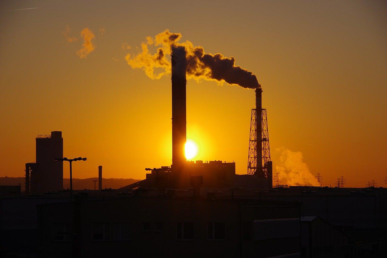 Oil refinery at night