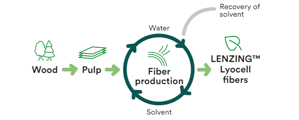 A diagram showing the process for creating TENCEL Lyocell