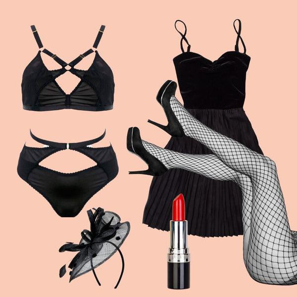 A lingerie inspired Halloween costume idea for a film noir femme fatale