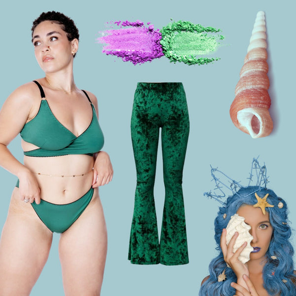 A lingerie inspired Halloween costume idea for a mermaid