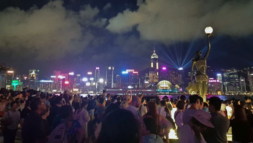 Victoria Harbour at night/the Symphony of Lights in Hong Kong