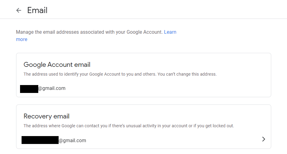 Add recovery email and phone number to Google account