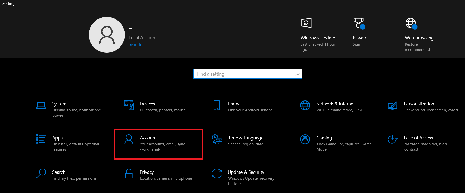 how to change the password on windows 10