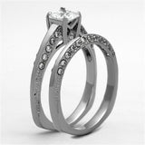TK1435 - Stainless Steel Ring High polished (no plating) Women AAA Grade CZ Clear