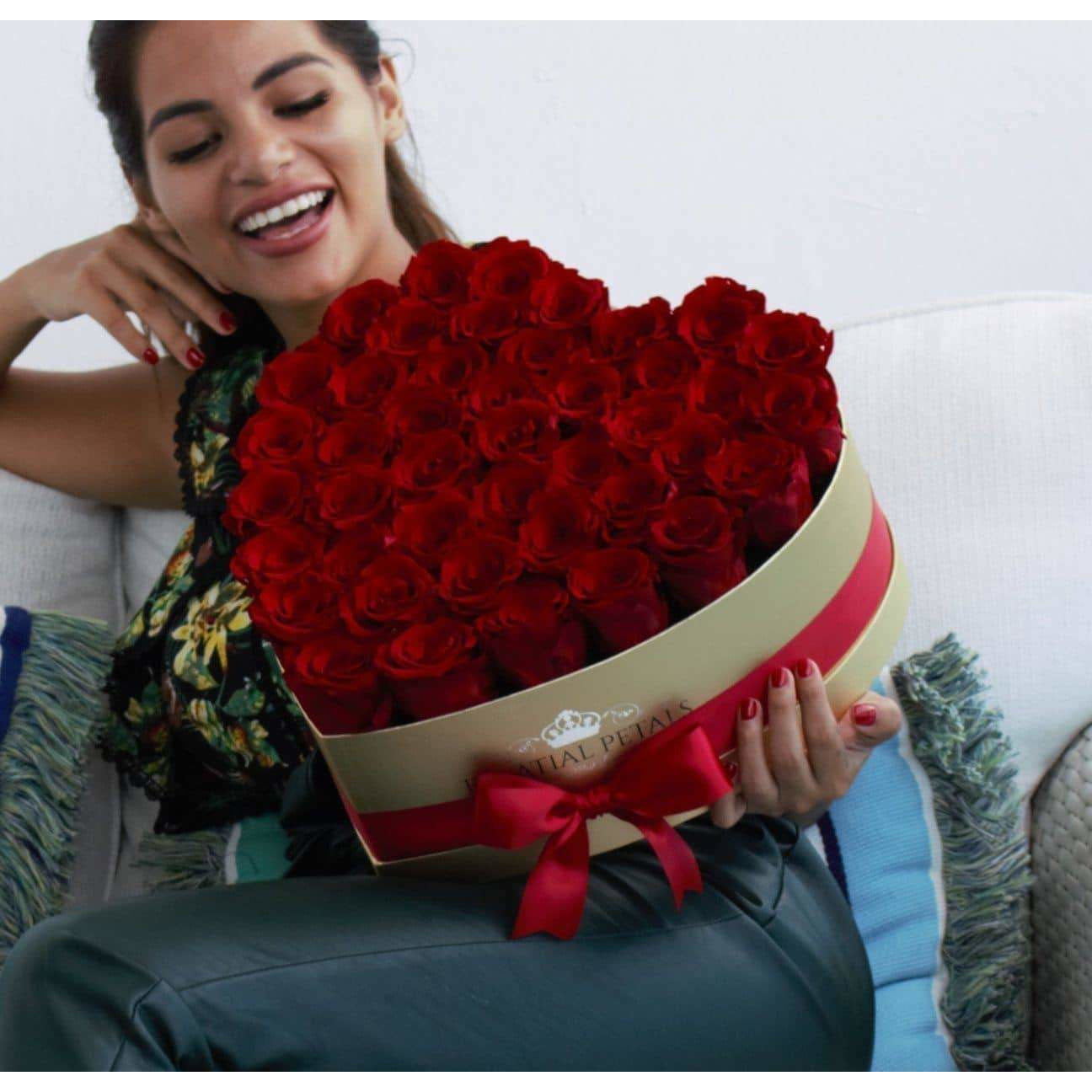 Red Roses That Last A Year - Love Heart Box - Palatial Petals