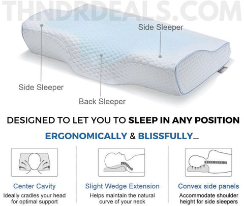 Thndrdeals ergonomic contoured neck pillow for side sleepers