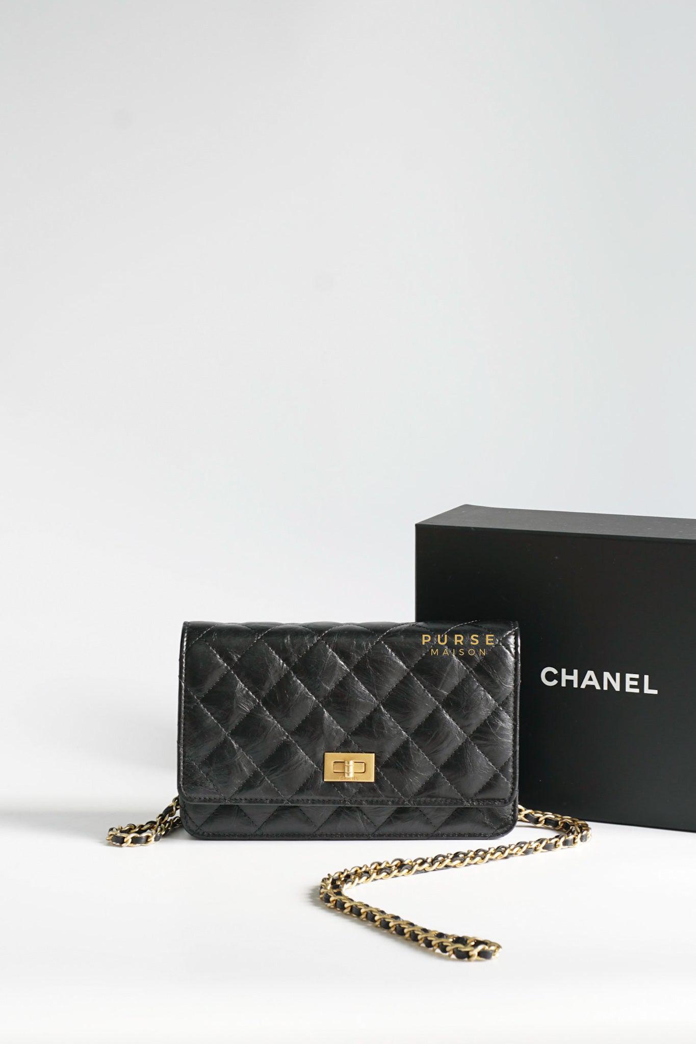 Chanel Reissue Wallet On Chain WOC So Black Aged Calfskin Black Hardware