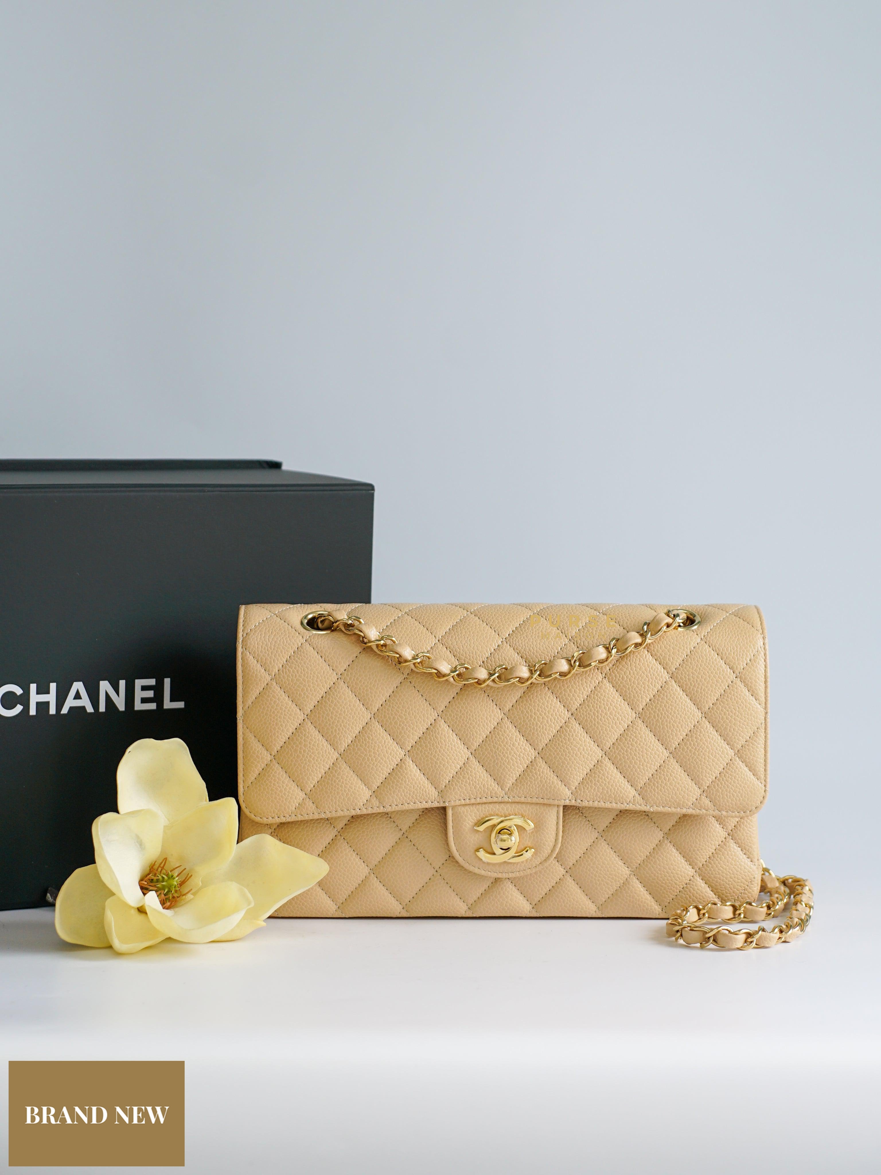 Chanel Beige Lambskin Medium Double Flap Bag  Rich Diamonds