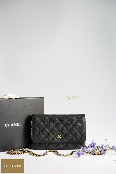 Chanel Classic Wallet On Chain (WOC) Caviar Leather Gold Hardware Series 19