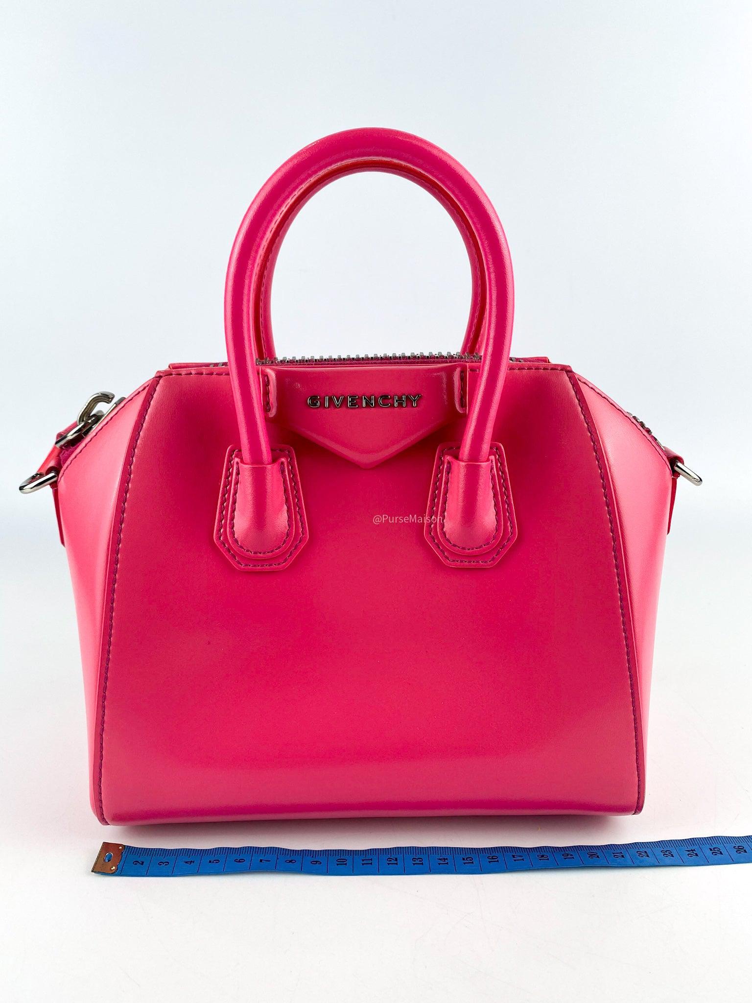 Givenchy Pink Mini Antigona in Glossy Calfskin Leather Bag with Entrupy