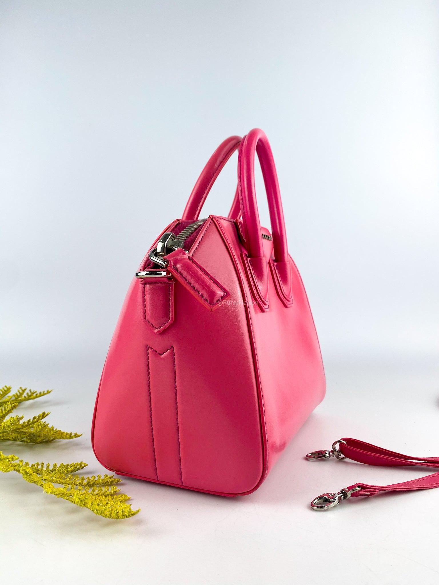 Givenchy Pink Mini Antigona in Glossy Calfskin Leather Bag with Entrupy