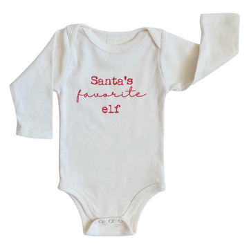 SALE! Santa's Favorite Elf Organic Long Sleeve Bodysuit