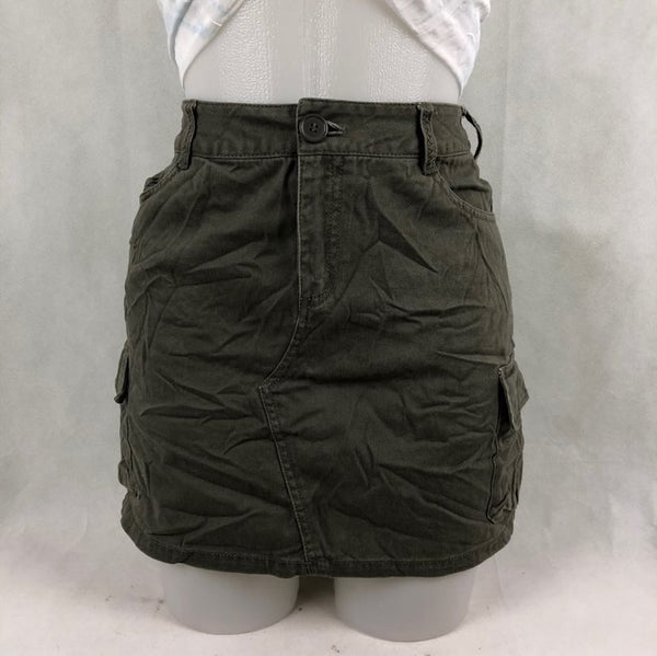 olive green denim skirt