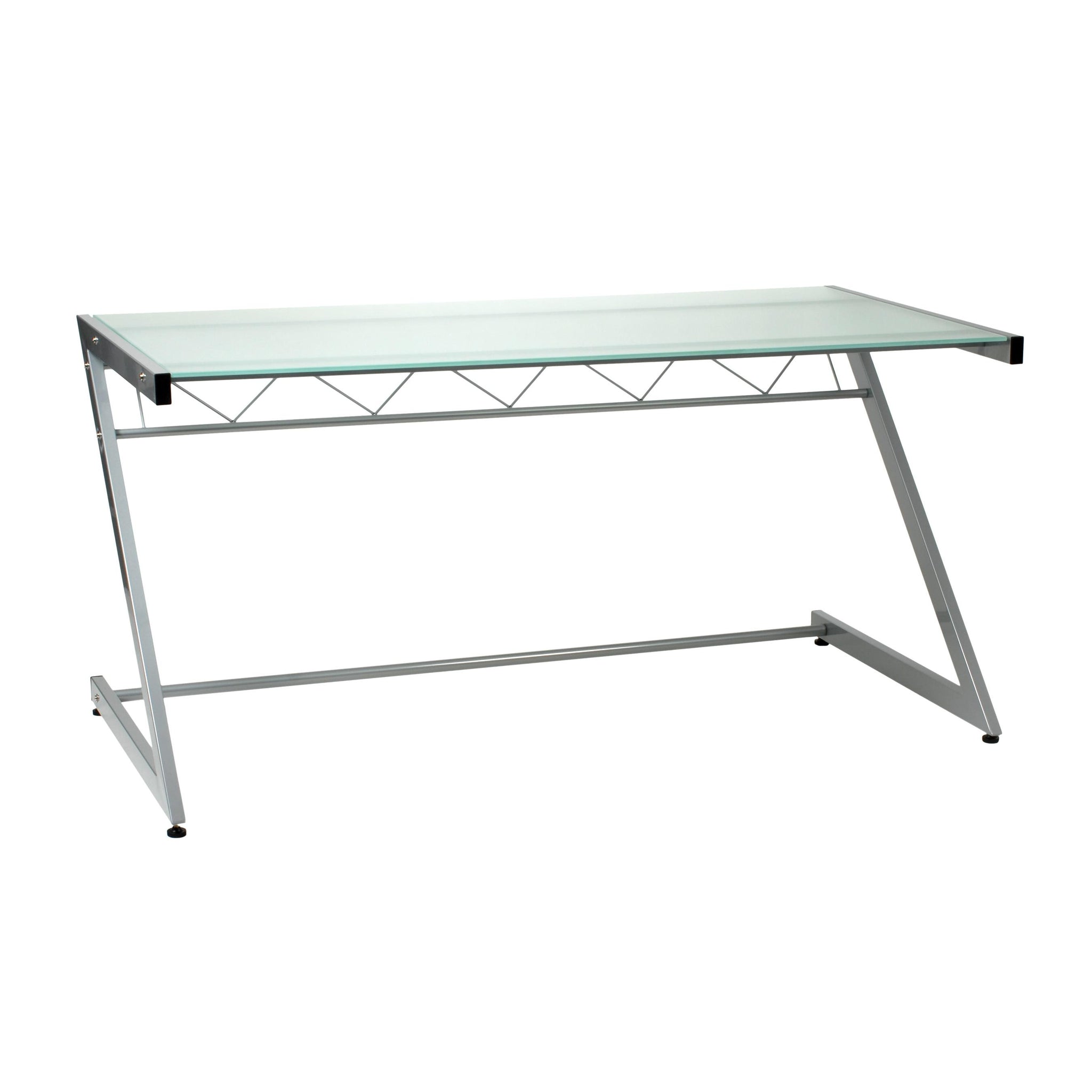 Z Deluxe 61 X 30 Desk In Aluminum With Frosted Glass Top Modplus
