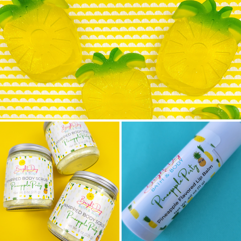 A photo collage of Pineapple Party Collection products