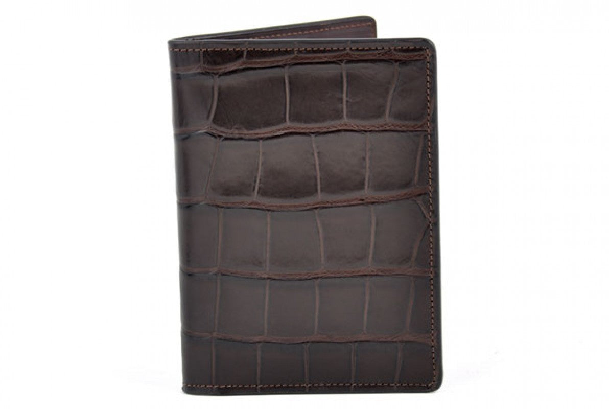 American Alligator Passport Wallet / Credit Card Case - Walnut