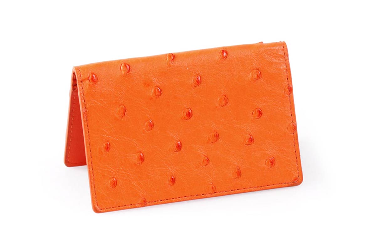 CARD HOLDER OSTRICH - Ostrich leather credit card holder, handmade in France