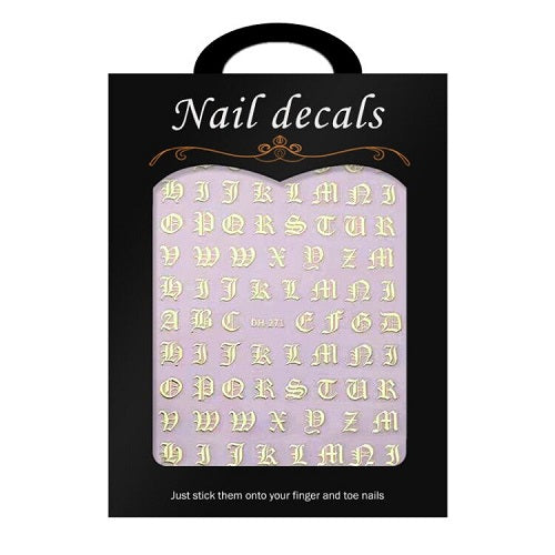 Nail Art Stickers Letter Stickers Nail Decals Black And - Temu