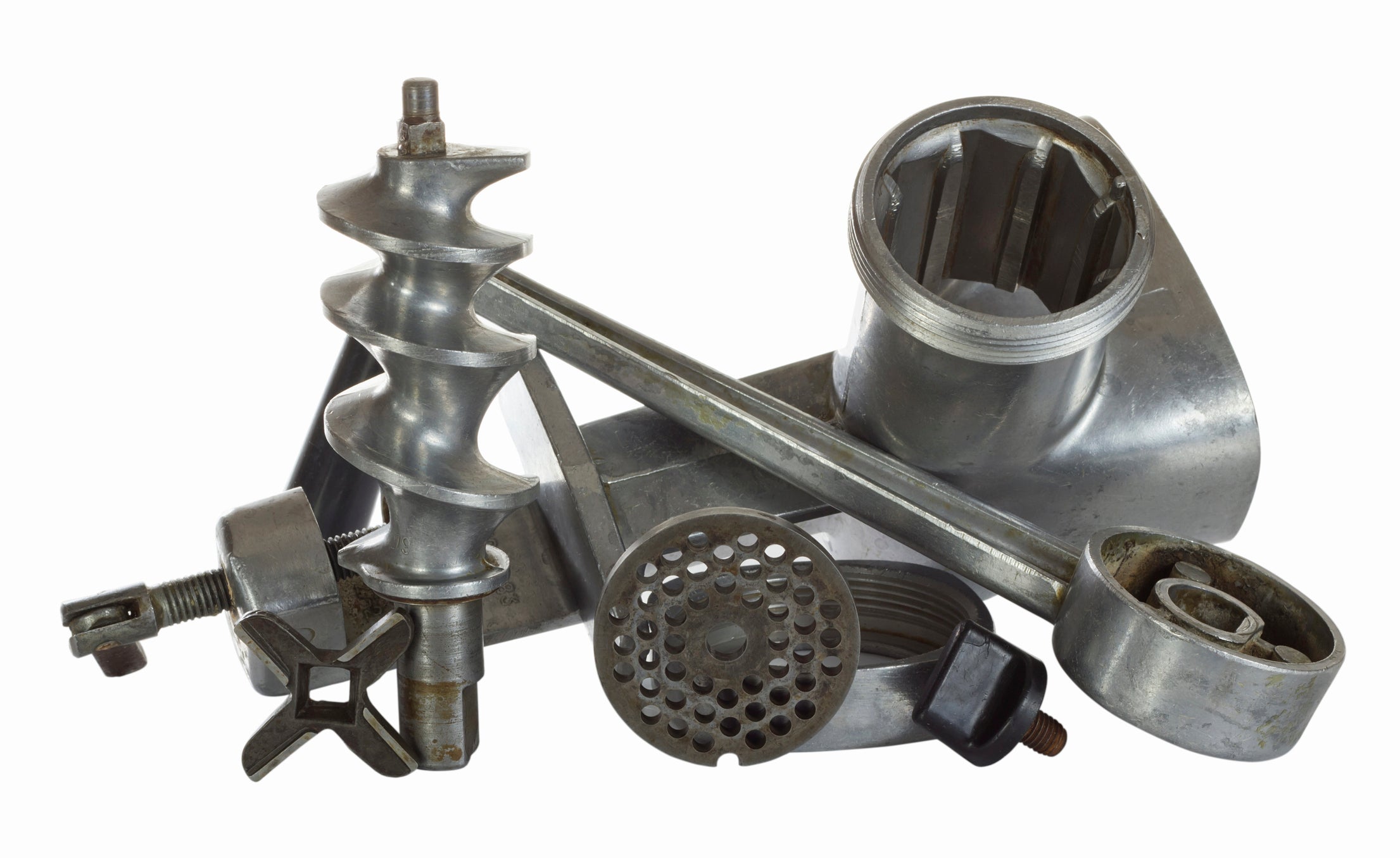 Various parts of a meat mincer 