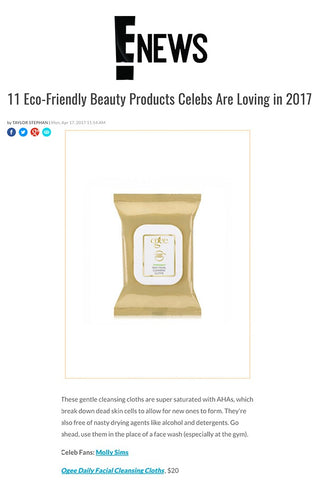 E! News: Eco friendly products we love - Ogee Organic Cleansing Cloths
