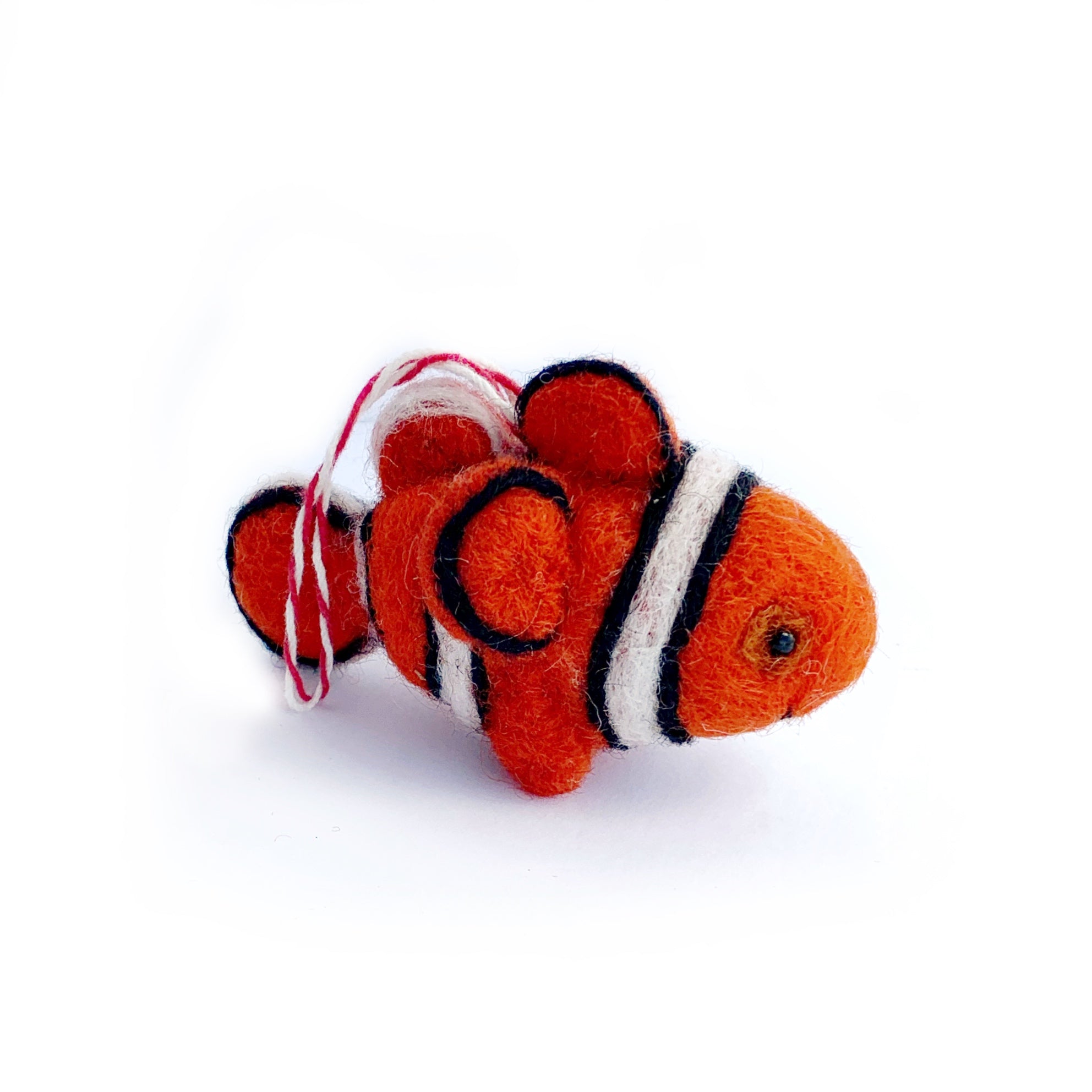 Clown Fish Ornament, Handmade Felt Wool Christmas Decor