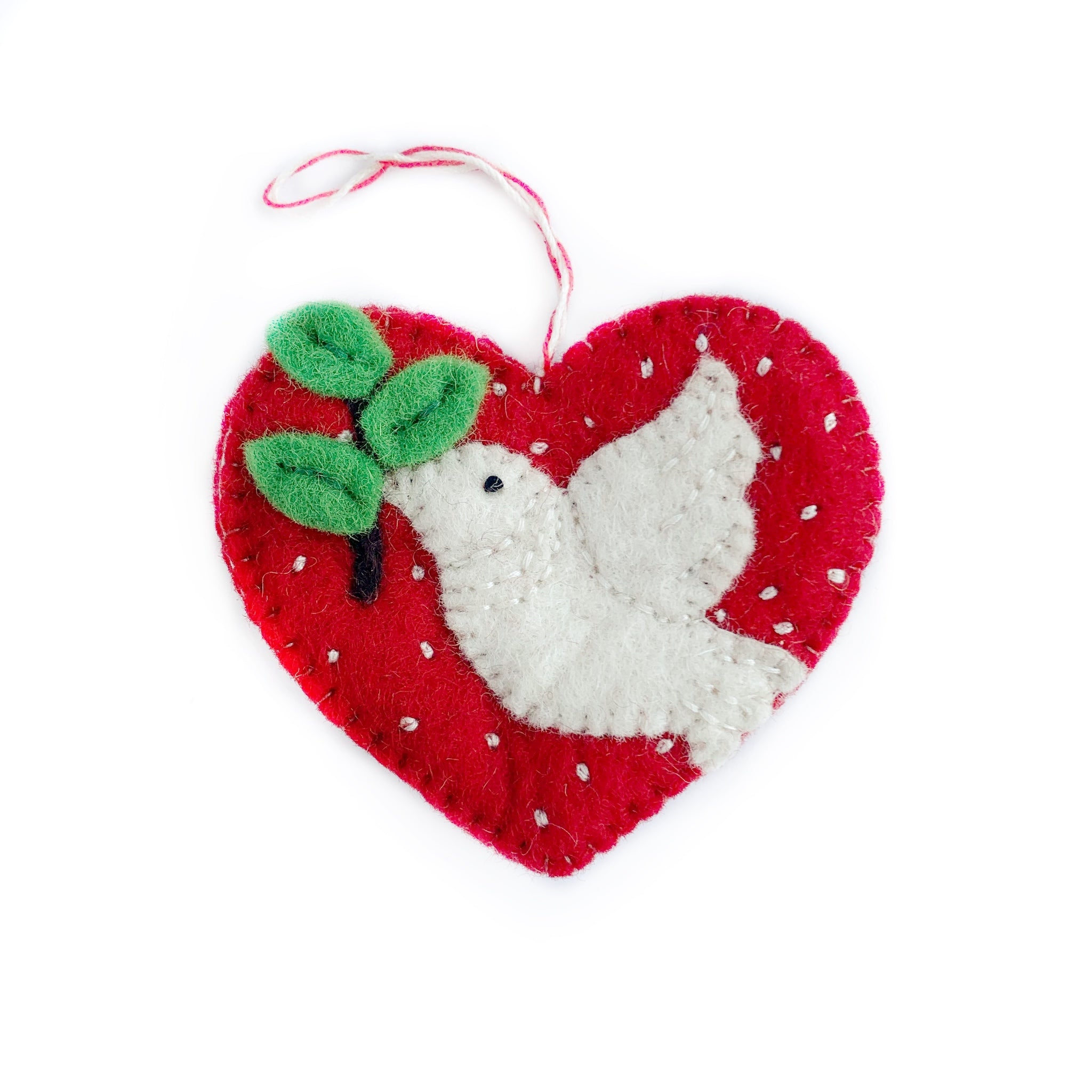 Felted Wool Guatemalan Dove with Heart Ornament – Zinnia Folk Arts