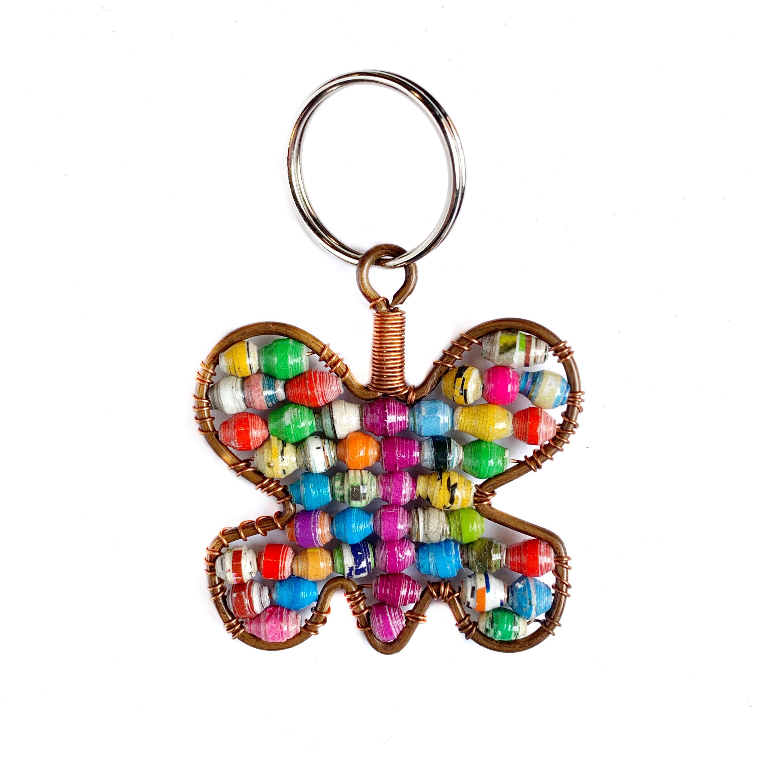 Kanzi Uganda Butterfly Keychain, Paper Bead
