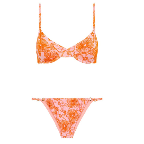 Fella Swim Brad Bikini Top & Xavier Bikini Bottoms in Orange Floral