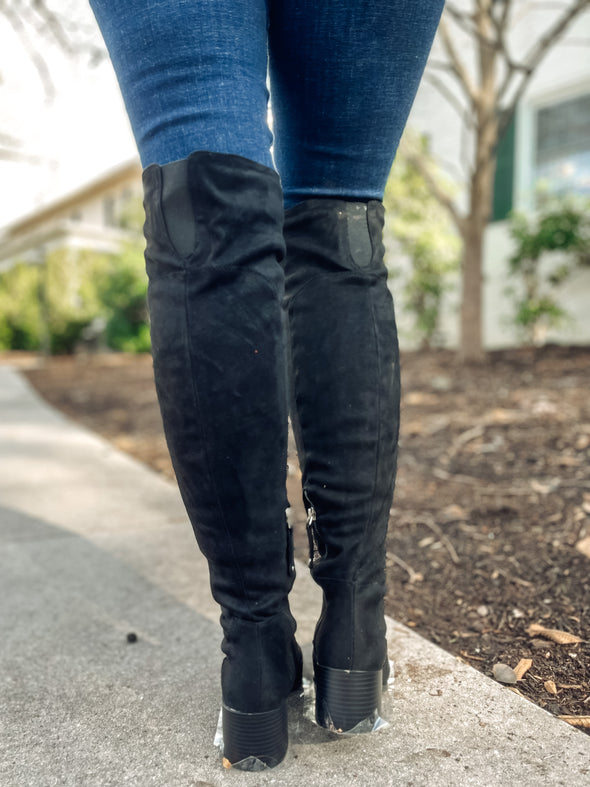 The Catherine Over The Knee Boots in Black