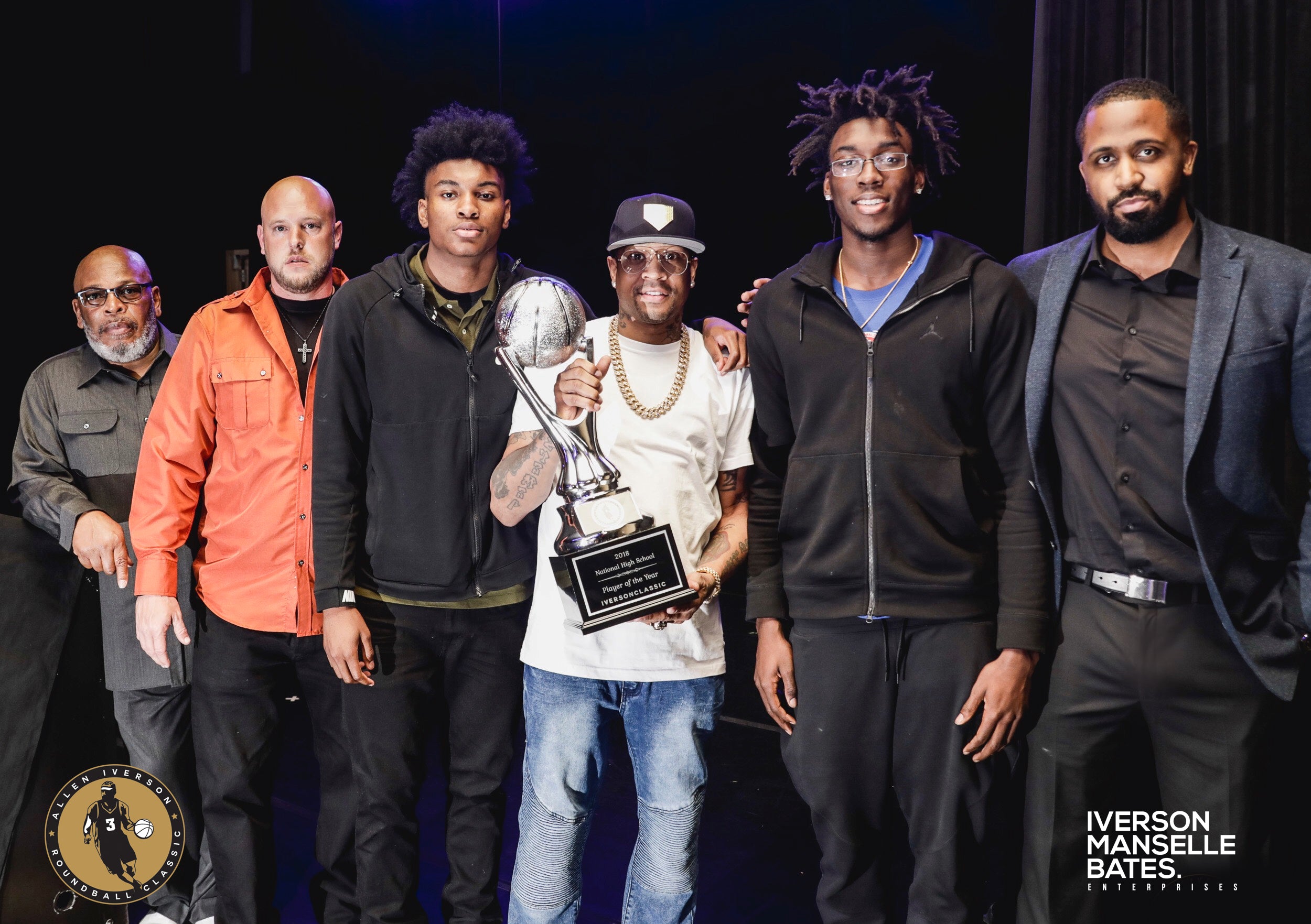 Jai Manselle, Allen Iverson, Bobby Bates, Nassir Little and Kevin Porter Jr at Iverson Classic Awards