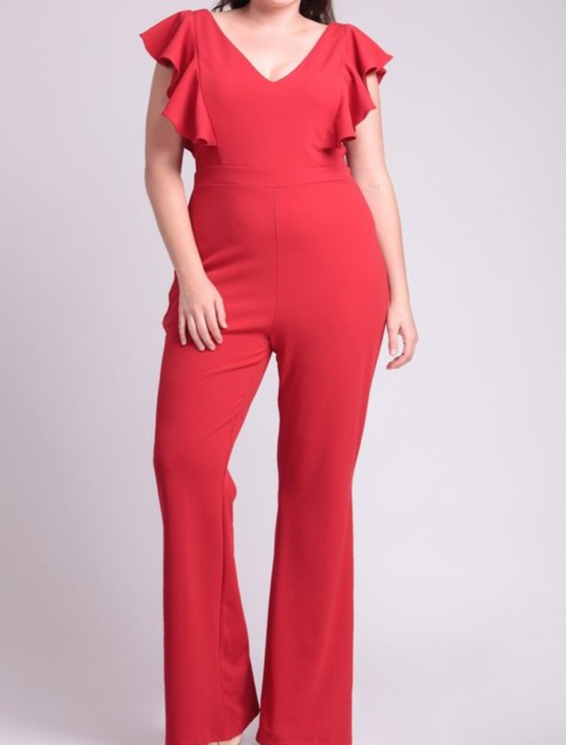 ruffle sleeve jumpsuit