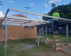 Double budget carport being installed